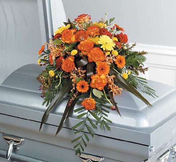 Orange Casket Spray